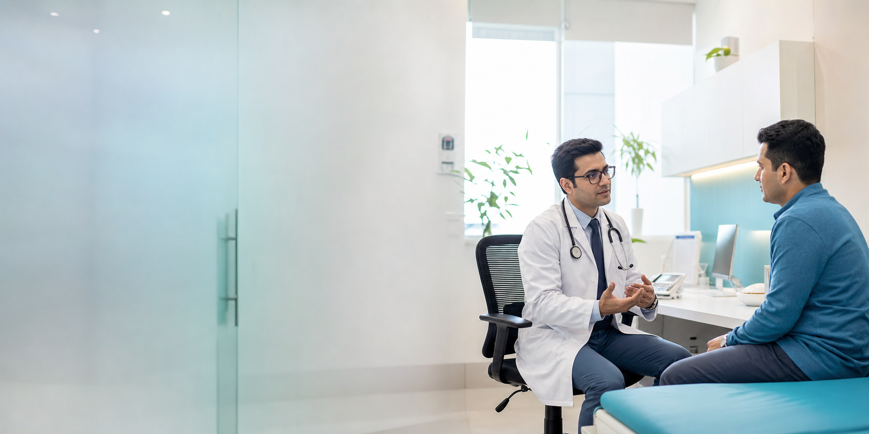 Doctor consulting a patient in a modern clinic